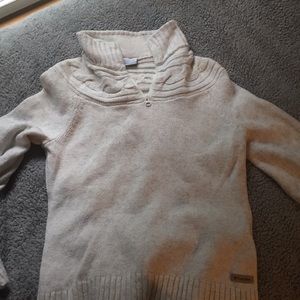 Cream Columbia Quarter Zip Sweater - Medium